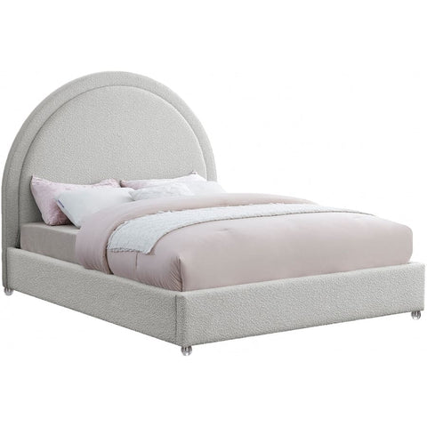Meridian Furniture Milo Boucle Fabric Queen Bed - Cream - Bedroom Beds