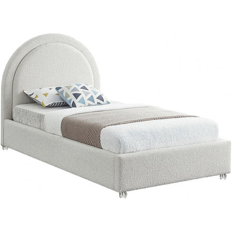 Meridian Furniture Milo Boucle Fabric Twin Bed - Cream - Bedroom Beds