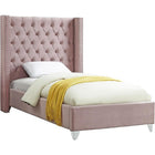 Meridian Furniture Aiden Velvet Twin Bed - Pink - Bedroom Beds