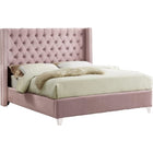 Meridian Furniture Aiden Velvet Queen Bed - Pink - Bedroom Beds