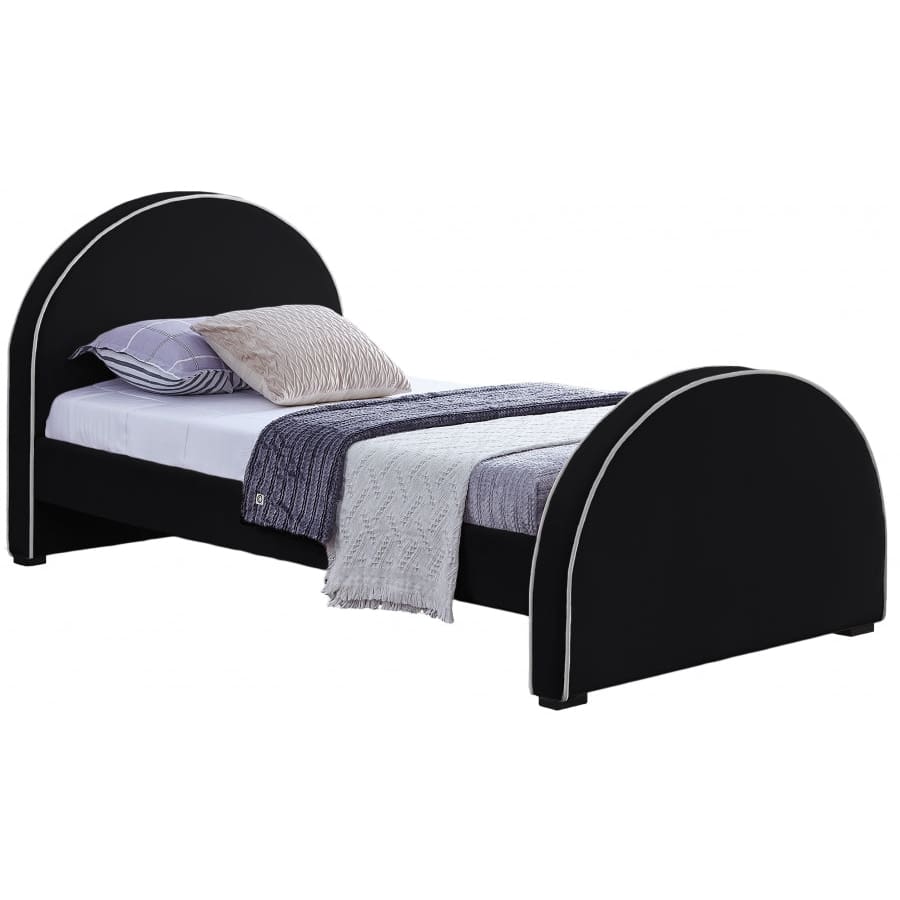 Meridian Furniture Brody Velvet Twin Bed - Black - Bedroom Beds