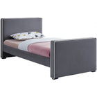 Meridian Furniture Dillard Velvet Twin Bed - Grey - Bedroom Beds