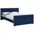 Meridian Furniture Dillard Velvet King Bed - Navy - Bedroom Beds