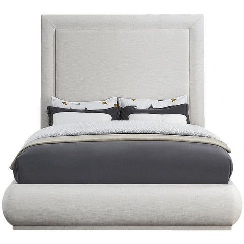 Meridian Furniture Brooke Linen Fabric Queen Bed - Cream - Bedroom Beds