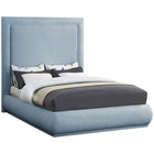 Meridian Furniture Brooke Linen Fabric Queen Bed - Light Blue - Bedroom Beds