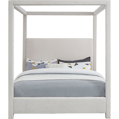 Meridian Furniture Emerson Linen Fabric Queen Bed - Cream - Bedroom Beds
