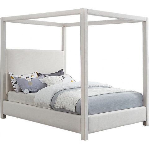 Meridian Furniture Emerson Linen Fabric Queen Bed - Cream - Bedroom Beds