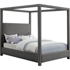 Meridian Furniture Emerson Linen Fabric Queen Bed - Grey - Bedroom Beds