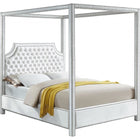 Meridian Furniture Rowan Velvet King Bed - White - Bedroom Beds