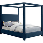 Meridian Furniture Emerson Linen Fabric Queen Bed - Navy - Bedroom Beds