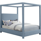 Meridian Furniture Emerson Linen Fabric Queen Bed - Light Blue - Bedroom Beds