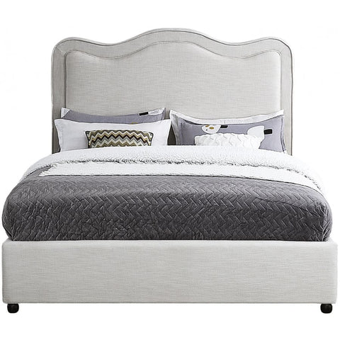 Meridian Furniture Felix Linen Fabric King Bed - Cream - Bedroom Beds