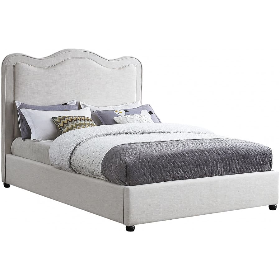 Meridian Furniture Felix Linen Fabric King Bed - Cream - Bedroom Beds