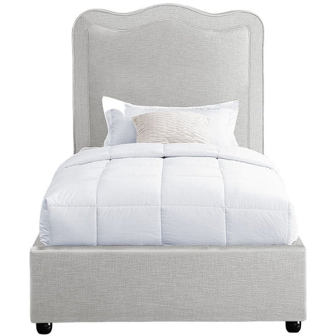Meridian Furniture Felix Linen Fabric Twin Bed - Cream - Bedroom Beds