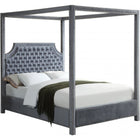 Meridian Furniture Rowan Velvet Queen Bed - Grey - Bedroom Beds