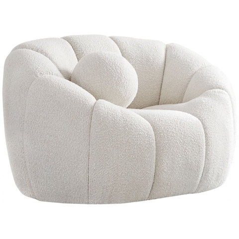 Meridian Furniture Elijah Boucle Fabric Chair - Cream - Chairs
