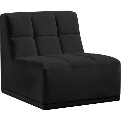 Meridian Furniture Relax Velvet Modular Armless Chair - Black - Chairs
