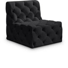 Meridian Furniture Tuft Velvet Modular Armless Chair - Black - Chairs