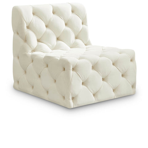 Meridian Furniture Tuft Velvet Modular Armless Chair - Cream - Chairs