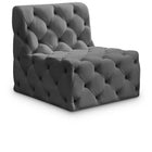 Meridian Furniture Tuft Velvet Modular Armless Chair - Grey - Chairs