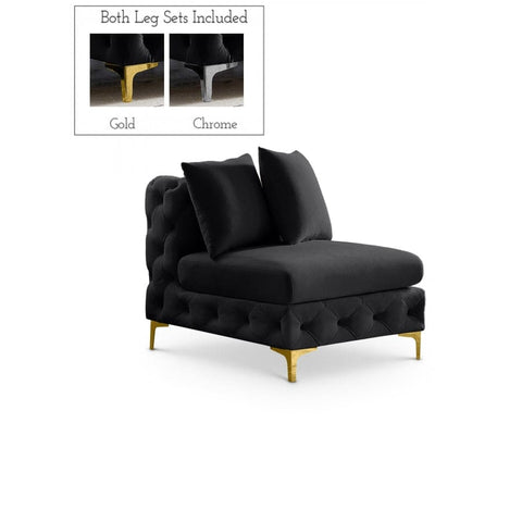 Meridian Furniture Tremblay Velvet Modular Armless Chair - Black - Chairs