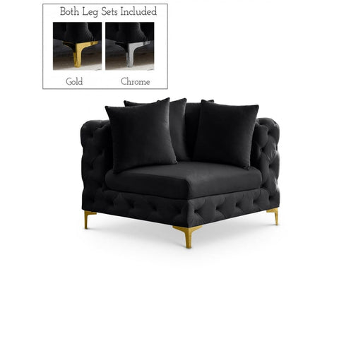 Meridian Furniture Tremblay Velvet Modular Corner Chair - Black - Chairs