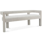 Meridian Furniture Athena Boucle Fabric Bench - Cream - Benches
