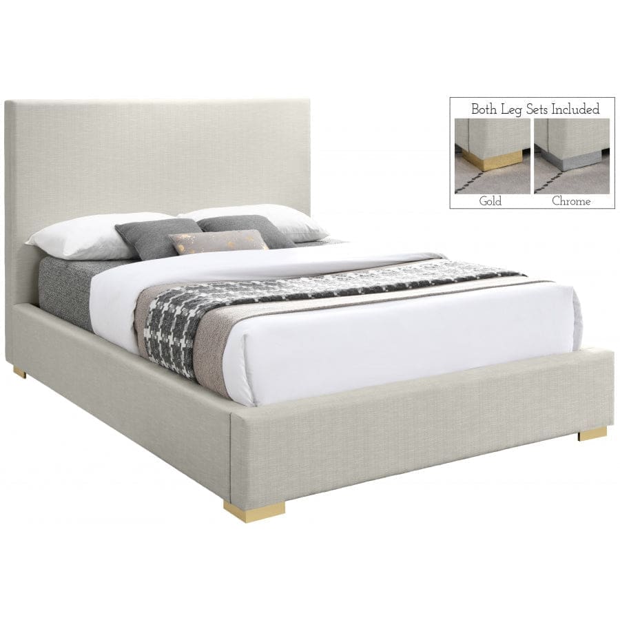 Meridian Furniture Crosby Linen Queen Bed - Beige - Bedroom Beds