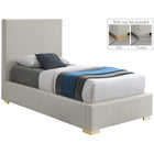 Meridian Furniture Crosby Twin Linen Bed - Beige - Bedroom Beds