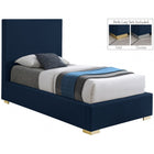 Meridian Furniture Crosby Twin Linen Bed - Navy - Bedroom Beds