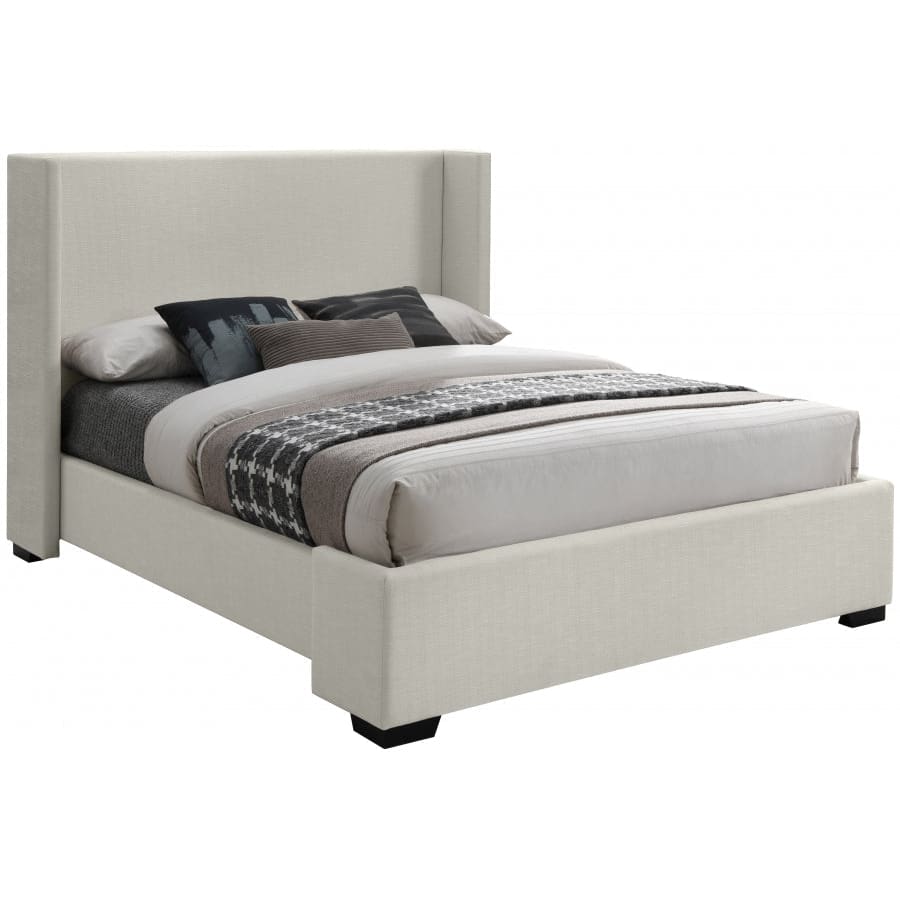 Meridian Furniture Oxford Linen Queen Bed - Beige - Bedroom Beds
