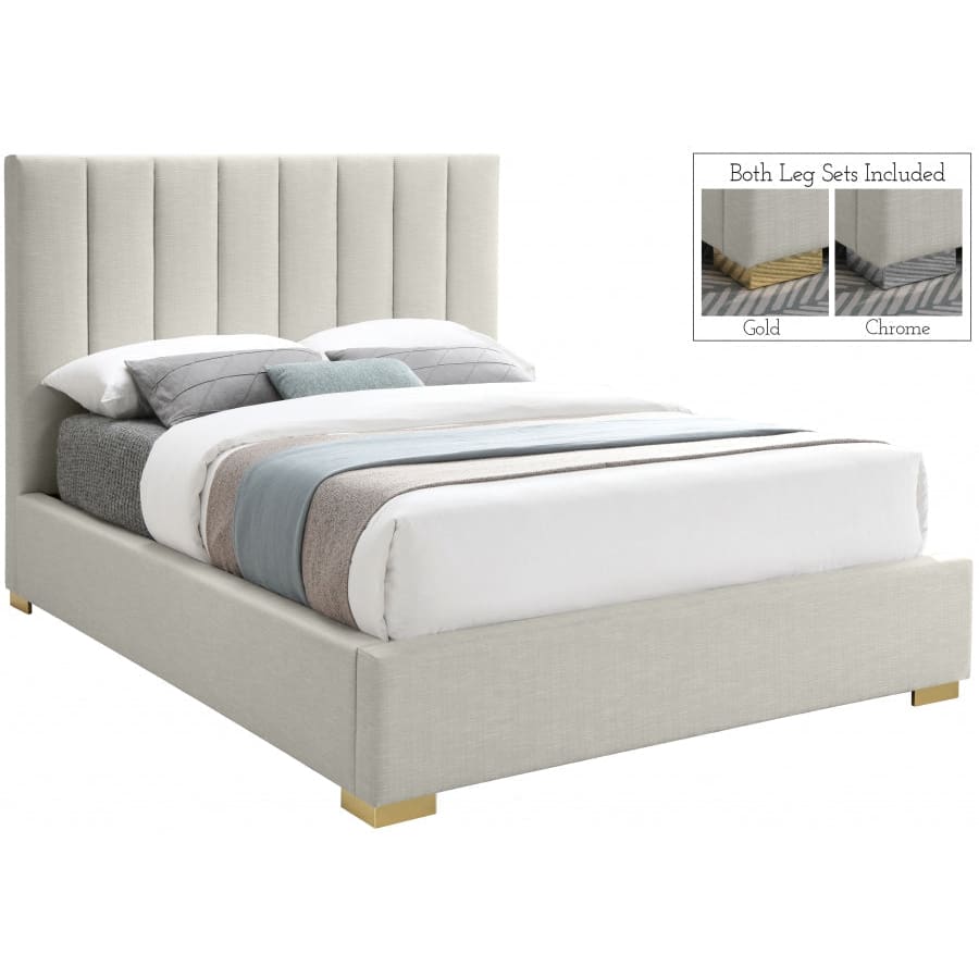 Meridian Furniture Pierce Linen Full Bed - Beige - Bedroom Beds