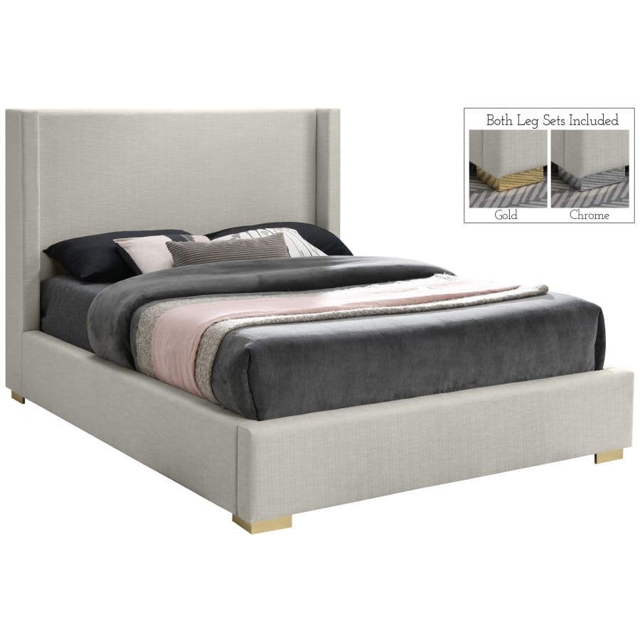 Meridian Furniture Royce Linen King Bed - Beige - Bedroom Beds