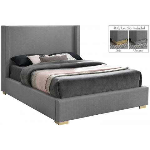 Meridian Furniture Royce Linen King Bed - Grey - Bedroom Beds