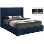 Meridian Furniture Royce Linen King Bed - Navy - Bedroom Beds
