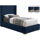Meridian Furniture Royce Twin Linen Bed - Navy - Bedroom Beds