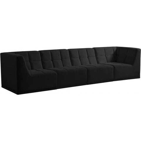 Meridian Furniture Relax Velvet Modular 128 Sofa - Black - Sofas