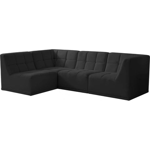 Meridian Furniture Relax Velvet Modular Sectional Sec4A - Black - Sofas