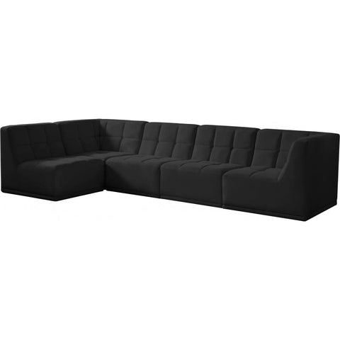 Meridian Furniture Relax Velvet Modular Sectional Sec5A - Black - Sofas