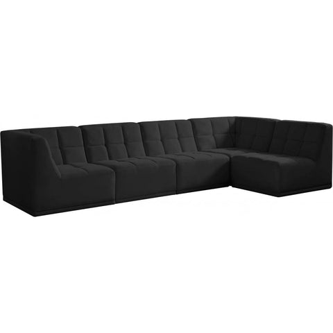 Meridian Furniture Relax Velvet Modular Sectional Sec5A - Black - Sofas