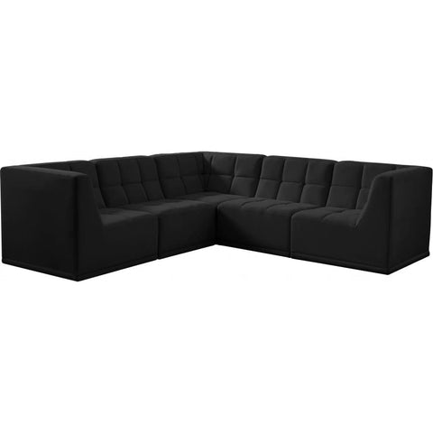 Meridian Furniture Relax Velvet Modular Sectional Sec5B - Black - Sofas