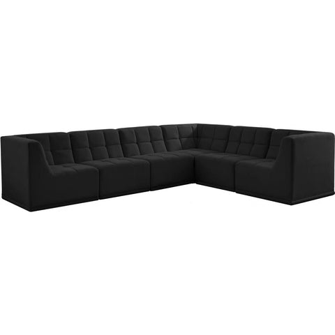 Meridian Furniture Relax Velvet Modular Sectional Sec6A - Black - Sofas