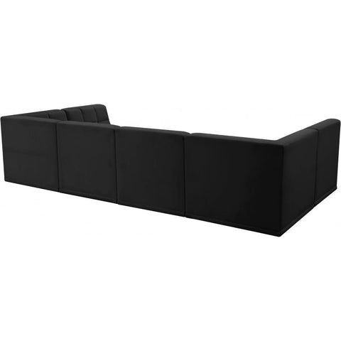 Meridian Furniture Relax Velvet Modular Sectional Sec6B - Black - Sofas