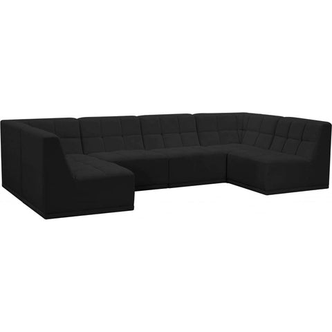 Meridian Furniture Relax Velvet Modular Sectional Sec6B - Black - Sofas