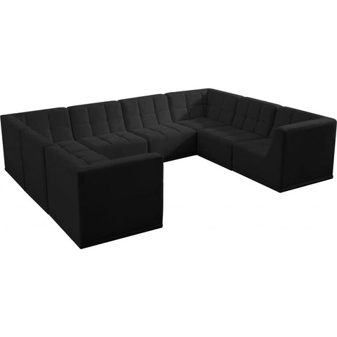 Meridian Furniture Relax Velvet Modular Sectional Sec8A - Black - Sofas