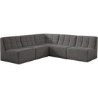 Meridian Furniture Relax Velvet Modular Sectional Sec5C - Grey - Sofas