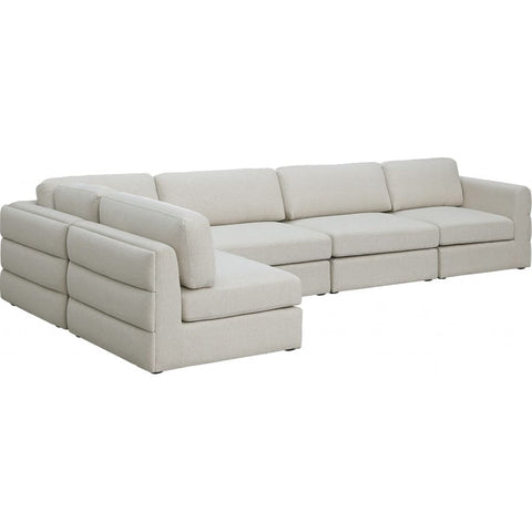 Meridian Furniture Beckham Linen Polyester Modular Sectional 5B - Beige - Sofas