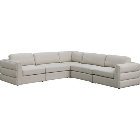 Meridian Furniture Beckham Linen Polyester Modular Sectional 5D - Beige - Sofas