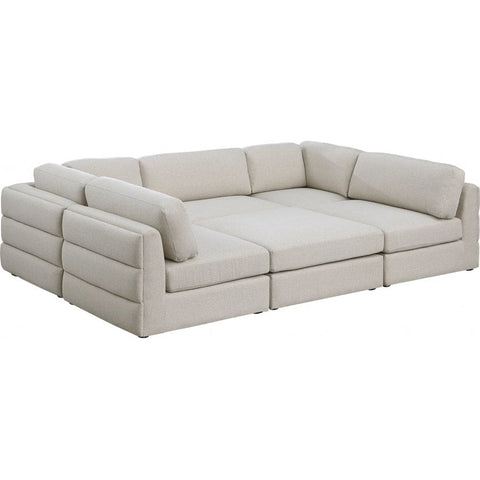 Meridian Furniture Beckham Linen Polyester Modular Sectional 6A - Beige - Sofas