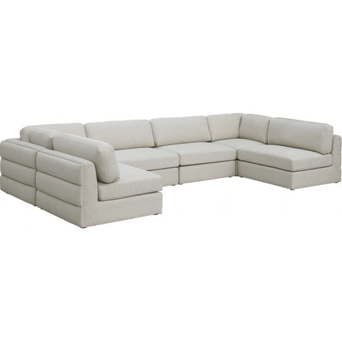 Meridian Furniture Beckham Linen Polyester Modular Sectional 6B - Beige - Sofas